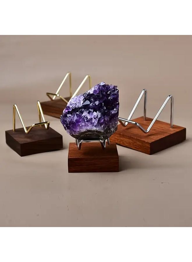 Golden Small 5cm Wooden Display Stand For Jewelry Crystals Stones Decor - Image 1